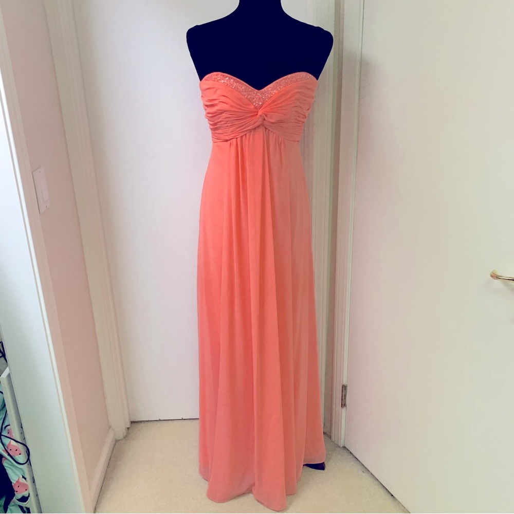 David’s Bridal Coral Pink Formal Dress
